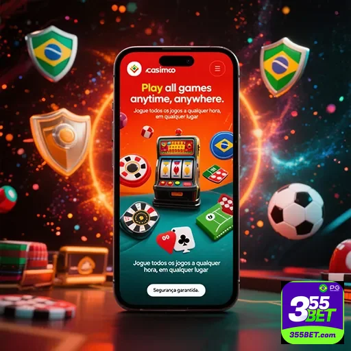Imagem promocional do aplicativo 355bet, destaque para o logo do site 355bet na tela do app de apostas
